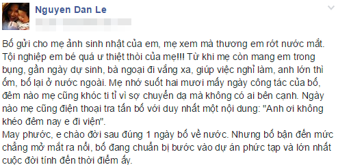 Đan lê xa con trong ngày sinh nhật con trai thứ 2