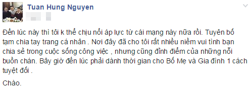 Tuấn hưng bỏ facebook