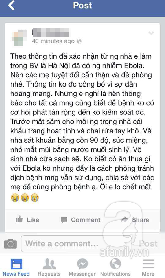 Người bán hàng online tung tin đồn thất thiệt về dịch Ebola để trục lợi? 1