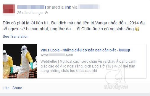 Dịch Ebola bùng phát, cộng đồng mạng hoang mang vì lời tiên tri ứng nghiệm 4 Dịch Ebola bùng phát, cộng đồng mạng hoang mang vì lời tiên tri ứng nghiệm 4