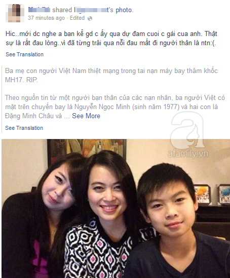 Dự định về Việt Nam nghỉ hè, 3 mẹ con người Việt chết thương tâm trên máy bay MH17 2
