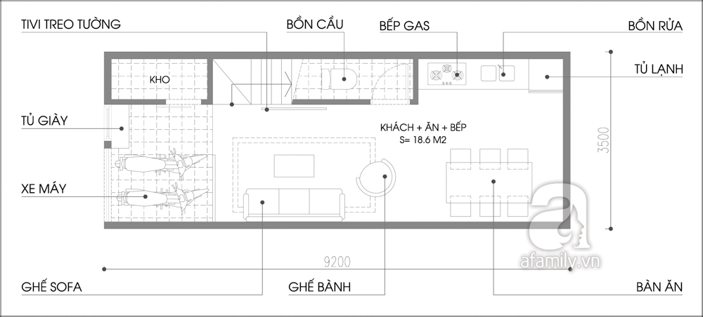 TƯ VẤN THIẾT KẾ nhà ống thống thoáng cho gia đình 6 người