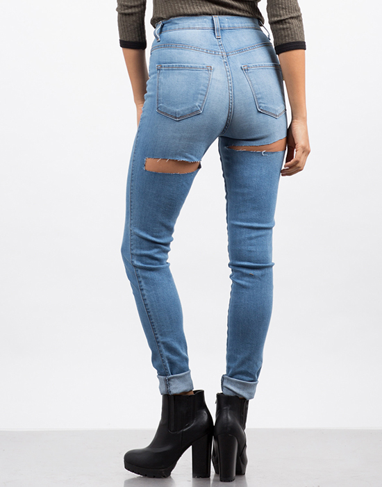 quần jeans xẻ đùi sau