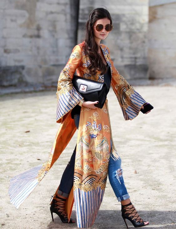 áo kimono dáng dài
