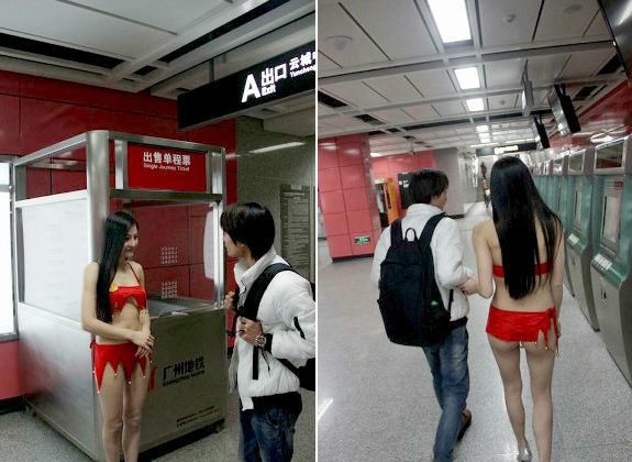 Người đẹp mặc bikini... đứng ở ga tàu điện ngầm giữa trời rét 2