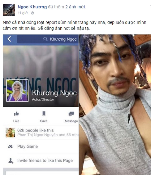 khương ngọc phản ưng vì facebook giả 1