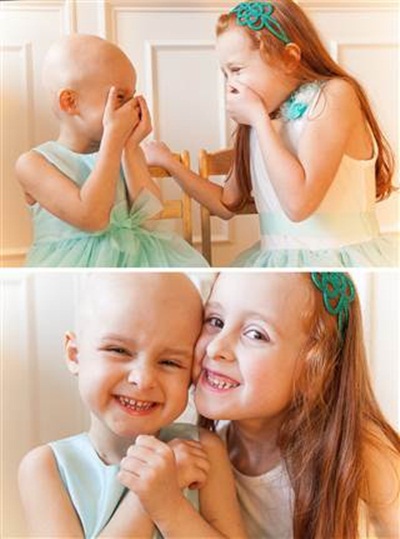 Bé gái 7 tuổi cạo đầu cổ vũ em gái chiến đấu với căn bệnh ung thư 1