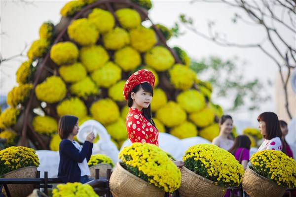 Bạn trẻ Đà Nẵng rạng rỡ bên đường hoa Tết 3