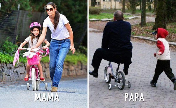 sự khác nhau giữa bố và mẹ khi trông con_4