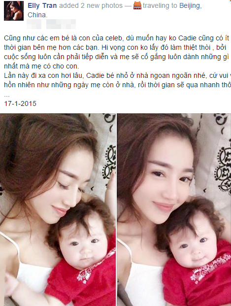 Elly Trần viết thư đầy xúc động cho con gái khi đi công tác 1