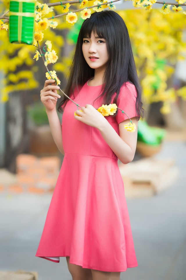 Hot girl S&agrave;i Th&agrave;nh đẹp rạng rỡ dưới sắc mai v&agrave;ng 7