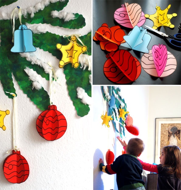 Trang tr&iacute; tường nh&agrave; dịp Noel bằng c&acirc;y th&ocirc;ng giấy  7
