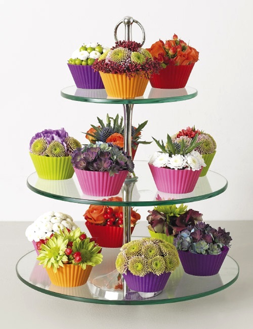 Đ&aacute;ng y&ecirc;u kiểu cắm hoa h&igrave;nh b&aacute;nh cupcake 15