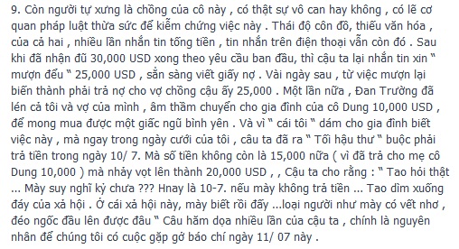 Gia đình bạn gái cũ Đan Trương cho rằng có vay có trả 8