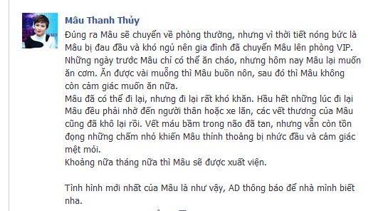 Nửa tháng nữa Mâu Thanh Thủy sẽ được xuất viện 1