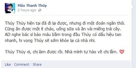 Mâu Thanh Thủy đã đi lại được nhưng không nhớ lý do nhập viện 1