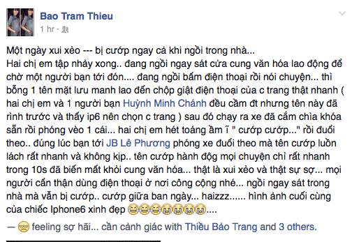 Ngồi sát nhà, Thiều Bảo Trang vẫn bị cướp Iphone 6 trong tích tắc 1