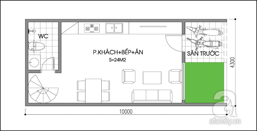 Tư vấn cải tạo để ngôi nhà 43m² có 3 phòng ngủ 1
