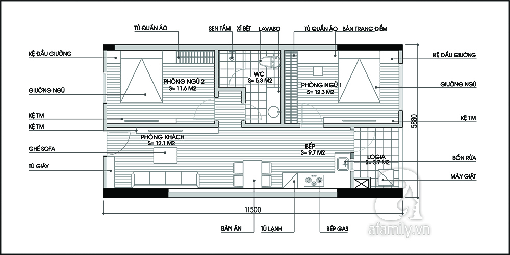 Tư vấn cải tạo và bố trí nội thất khoa học cho căn hộ 65m² 2