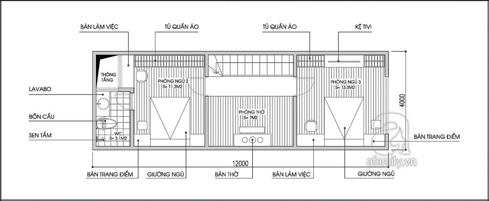 Tư vấn thiết kế nhà ống 48m² cho gia đình 4 người 2