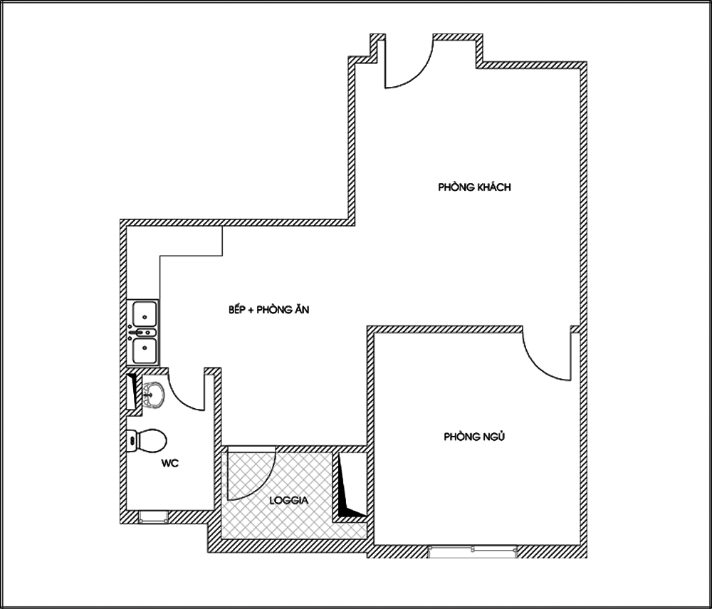 Tư vấn cải tạo để căn hộ 50m² có 2 phòng ngủ 1