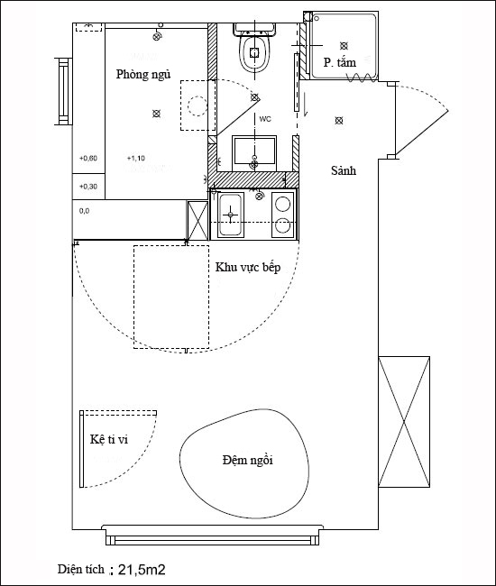 Căn hộ 21,5m² siêu rực rỡ chỉ với 174 triệu tiền nội thất 1