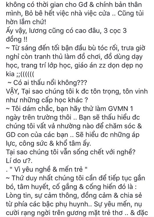 hãy tôn trọng giáo viên mầm non