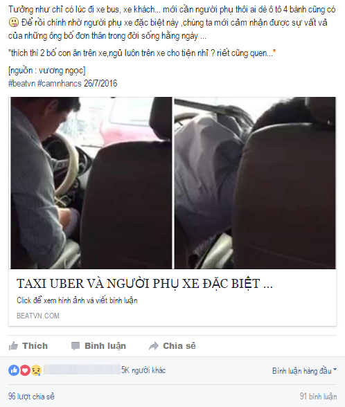 sự thật về anh lái taxi đem theo con trai đi làm