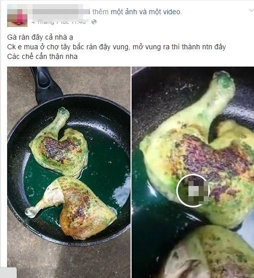 Kinh hãi đùi gà mua về chuyển màu xanh như nước sơn Kinh hãi đùi gà mua về chuyển màu xanh như nước sơn