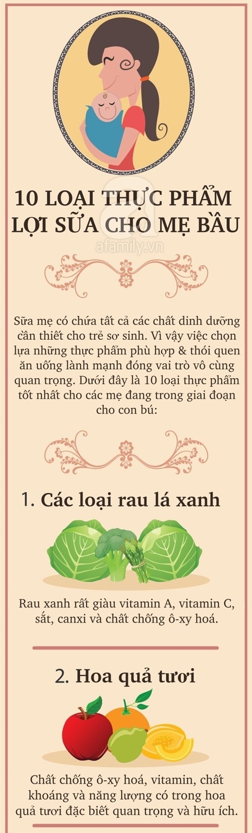 Top 10 loại thực phẩm lợi sữa cho mẹ bầu 1