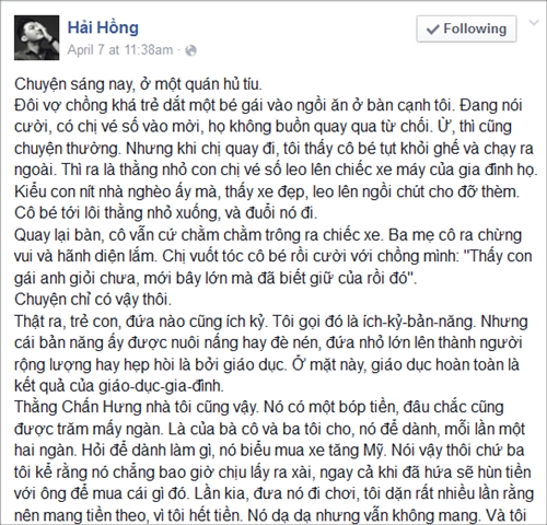 Chia sẻ dạy con hot trên Facebook 1 Chia sẻ dạy con hot trên Facebook 1