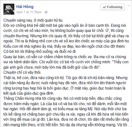 Chia sẻ dạy con hot trên Facebook 1