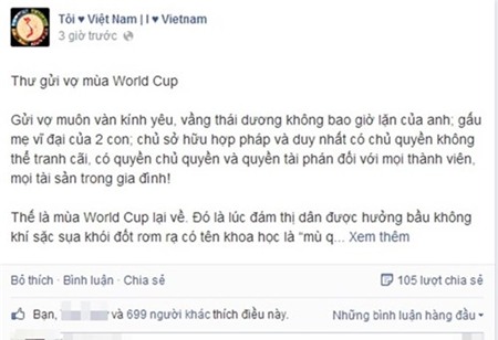 Cười đau bụng với thư, thơ tới tấp gửi vợ mùa World Cup 1