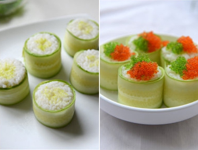 Dùng dưa chuột làm sushi nhanh mà ngon 9