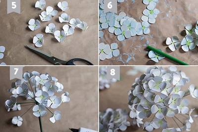 Cách làm hoa cẩm tú cầu giấy đẹp y như hoa thật 8