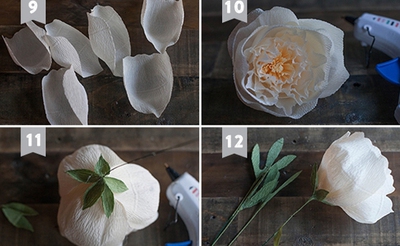Cách làm hoa mẫu đơn giấy đẹp như hoa thật 10