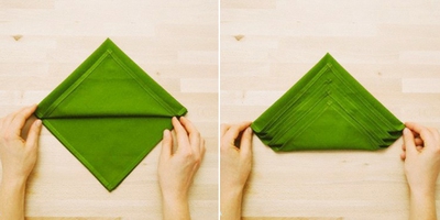 Cách gấp khăn ăn hình cây thông cực dễ 7
