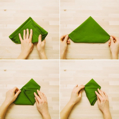 Cách gấp khăn ăn hình cây thông cực dễ 9