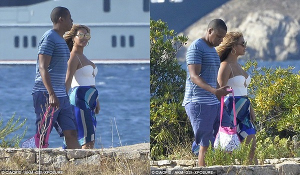 Beyonce hôn chồng trên biển