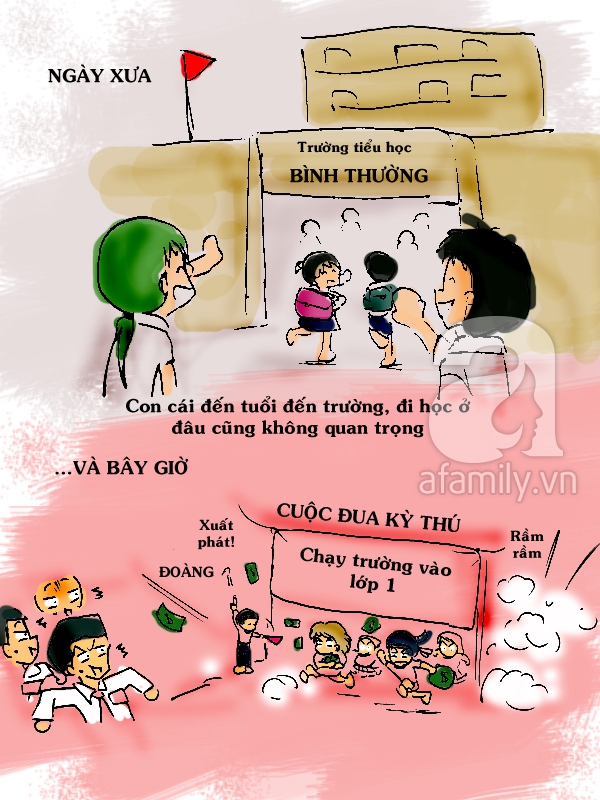 Tranh vui: Học sinh lớp 1 xưa và nay 6