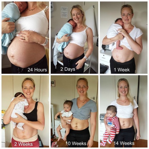 Những bức ảnh chân thực về sự thay đổi vóc dáng sau sinh của một bà mẹ