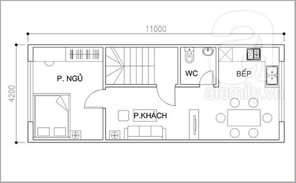 Thiết kế hợp lý nhà 46 mét vuông cho hai hộ gia đình sử dụng 2