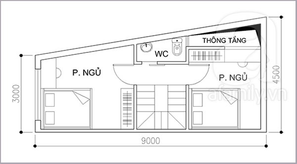 Tư vấn thiết kế nhà 34 mét vuông không vuông vắn 3