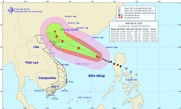 Tin bão số 4 sáng ngày 4.10: Bão Mujiage đổ bộ vào Trung Quốc