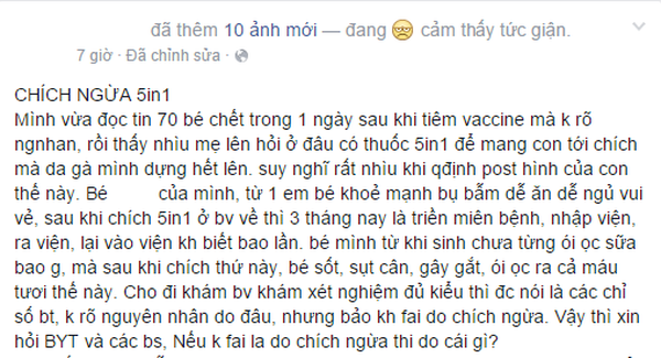 Sự thật về bức ảnh trẻ ói máu tươi sau khi tiêm vắc xin Quinvaxem