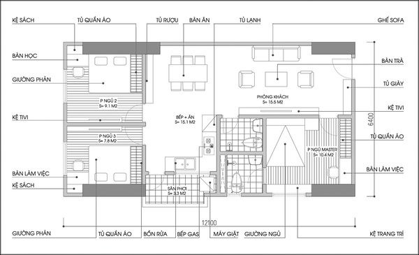 Tư vấn cải tạo căn hộ rộng 80m² cho đôi vợ chồng trẻ 2