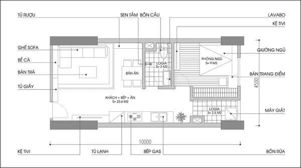 Tư vấn bố trí nội thất cho căn hộ có diện tích 45m²  2