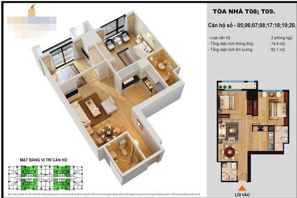 Tư vấn cải tạo thêm 1 phòng ngủ cho căn hộ rộng 74.4m² 1