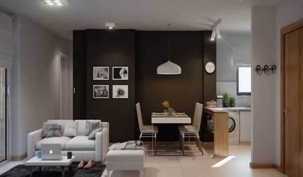 Mẫu phòng khách thiết kế mở tuyệt đẹp cho căn hộ chung cư nhỏ 12