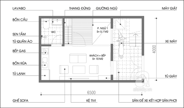 Tư vấn cải tạo và bố trí nội thất cho căn hộ rộng 18m² có gác lửng 2